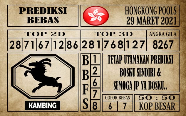 Prediksi Hongkong Pools Hari Ini 29 Maret 2021