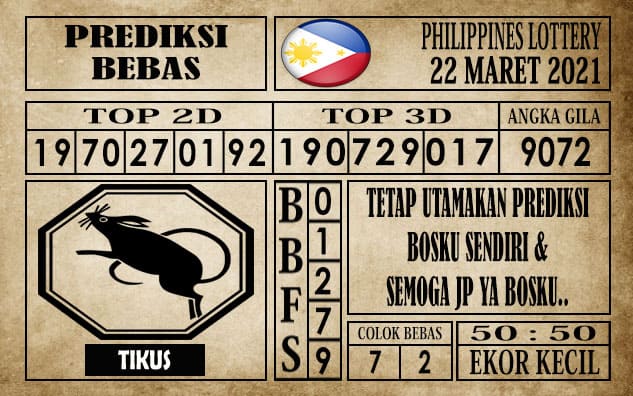 Prediksi Filipina PCSO Hari Ini 22 Maret 2021