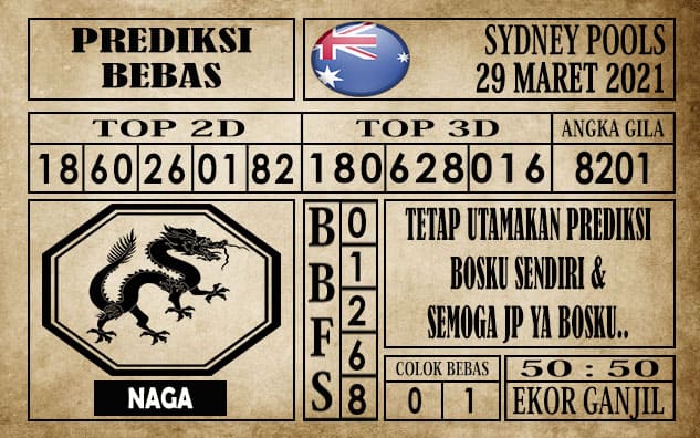 Prediksi Sydney Pools Hari ini 29 Maret 2021