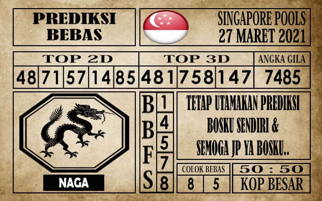 Prediksi Singapore Pools Hari ini 27 Maret 2021