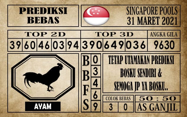 Prediksi Singapore Pools Hari ini 31 Maret 2021