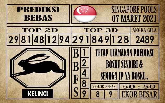 Prediksi Singapore Pools Hari ini 06 Maret 2021