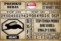 Prediksi Singapore Pools Hari ini 22 Maret 2021