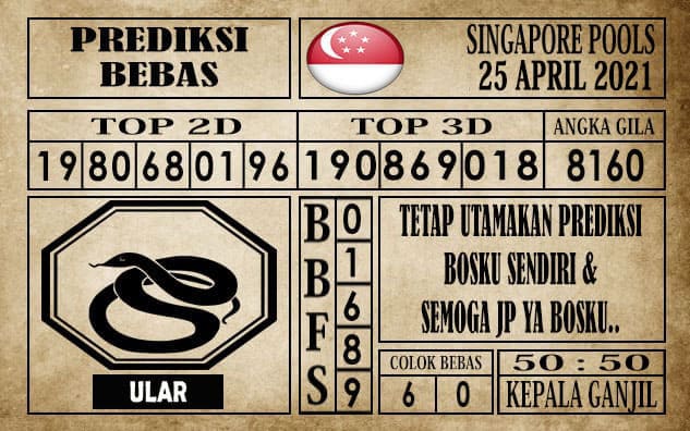 Prediksi Singapore Pools Hari ini 25 April 2021