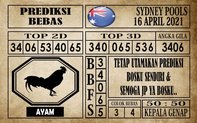 Prediksi Sydney Pools Hari Ini 16 April 2021