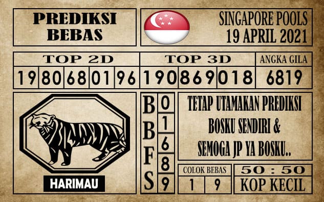 Prediksi Singapore Pools Hari ini 19 April 2021