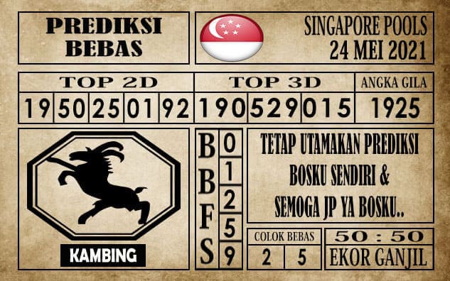 Prediksi Singapore Pools Hari ini 24 Mei 2021