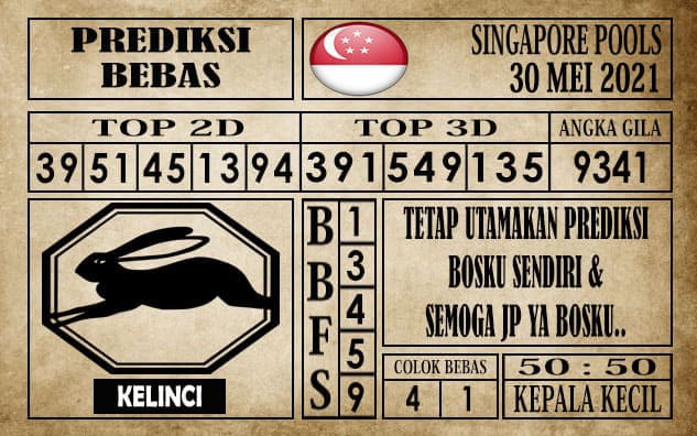 Prediksi Singapore Pools Hari ini 30 Mei 2021