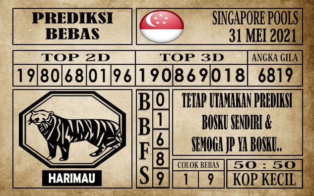 Prediksi Singapore Pools Hari ini 31 Mei 2021