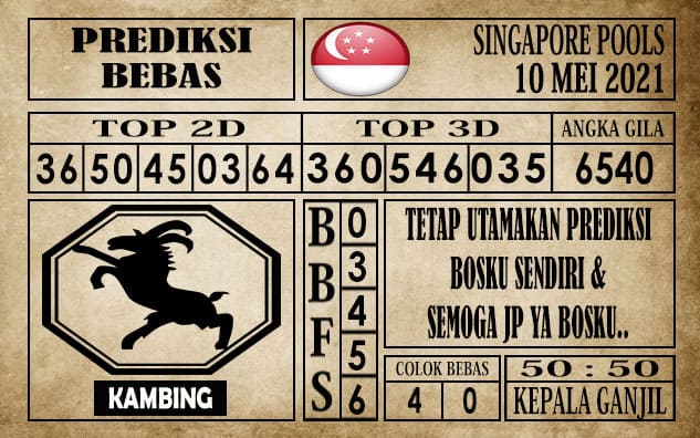 Prediksi Singapore Pools Hari ini 10 Mei 2021