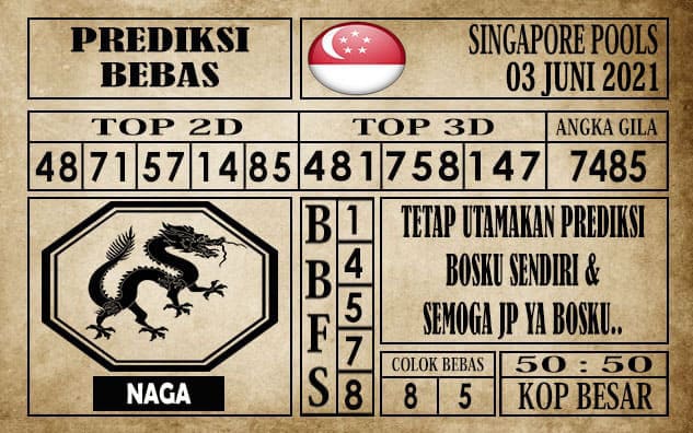 Prediksi Singapore Pools Hari ini 03 Juni 2021