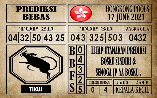 Prediksi Hongkong Pools Hari Ini 17 Juni 2021