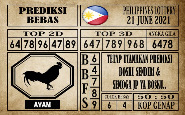 Prediksi Filipina PCSO Hari Ini 21 Juni 2021