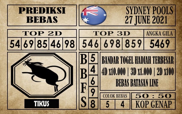 Prediksi Sydney Pools Hari Ini 27 Juni 2021