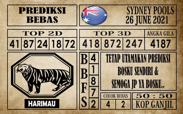Prediksi Sydney Pools Hari Ini 26 Juni 2021