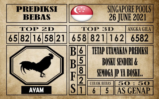 Prediksi Singapore Pools Hari ini 26 Juni 2021