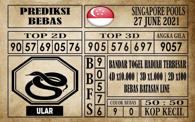 Prediksi Singapore Pools Hari ini 27 Juni 2021