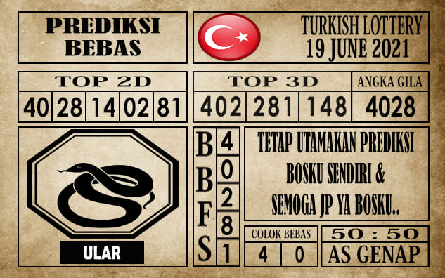 Prediksi Turkish Lottery Hari Ini 19 Juni 2021