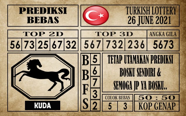 Prediksi Turkish Lottery Hari Ini 26 Juni 2021