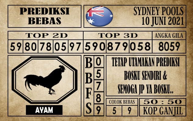 Prediksi Sydney Pools Hari ini 10 Juni 2021