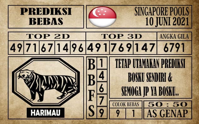 Prediksi Singapore Pools Hari ini 10 Juni 2021