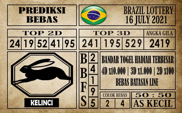 Prediksi Brazil Lottery Hari Ini 16 Juli 2021