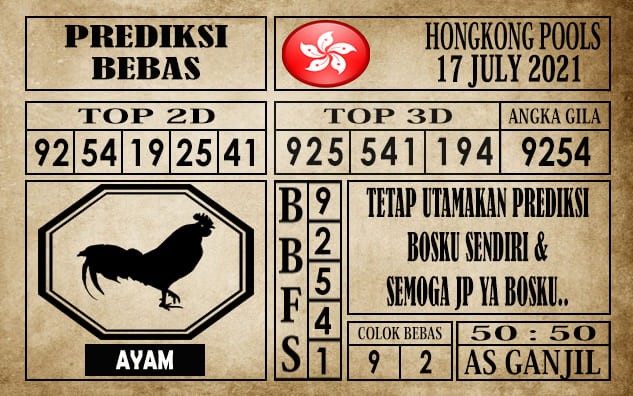 Prediksi Hongkong Pools Hari Ini 17 Juli 2021