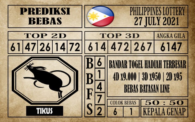 Prediksi Filipina PCSO Hari Ini 27 Juli 2021