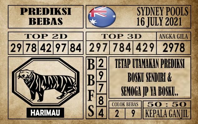 Prediksi Sydney Pools Hari Ini 16 Juli 2021