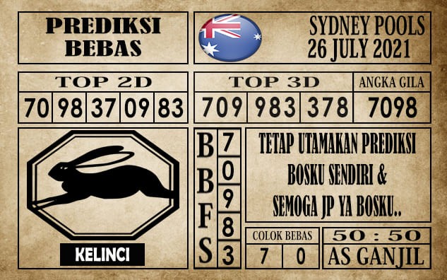 Prediksi Sydney Pools Hari Ini 26 Juli 2021
