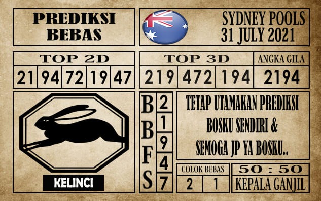 Prediksi Sydney Pools Hari Ini 31 Juli 2021