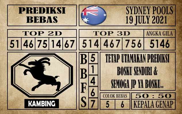 Prediksi Sydney Pools Hari Ini 19 Juli 2021