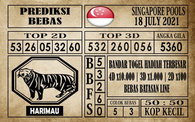 Prediksi Singapore Pools Hari ini 18 Juli 2021