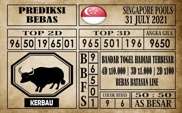 Prediksi Singapore Pools Hari ini 31 Juli 2021