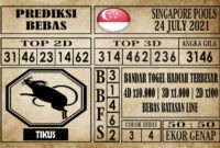 Prediksi Singapore Pools Hari ini 24 Juli 2021 Prediksi Singapore Pools Hari ini 24 Juli 2021