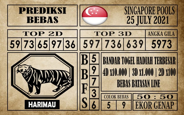Prediksi Singapore Pools Hari ini 25 Juli 2021