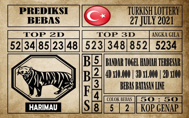 Prediksi Turkish Lottery Hari Ini 27 Juli 2021