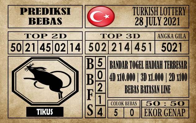 Prediksi Turkish Lottery Hari Ini 28 Juli 2021