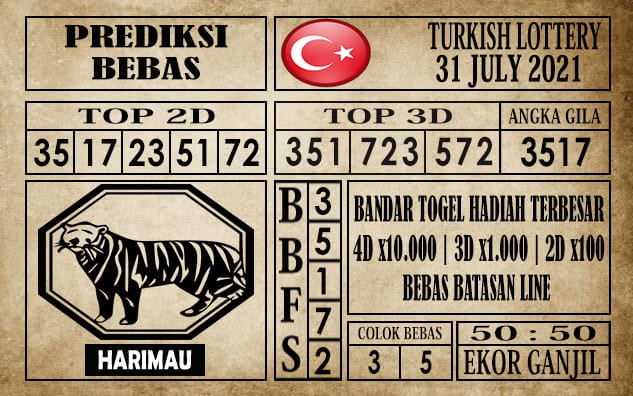 Prediksi Turkish Lottery Hari Ini 31 Juli 2021