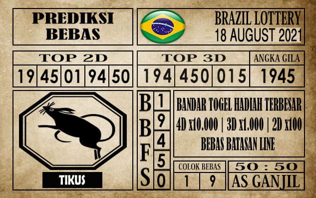 Prediksi Brazil Lottery Hari Ini 18 Agustus 2021