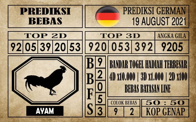 Prediksi Germany Hari Ini 19 Agustus 2021