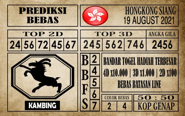 Prediksi Hongkong Siang Hari Ini 19 Agustus 2021