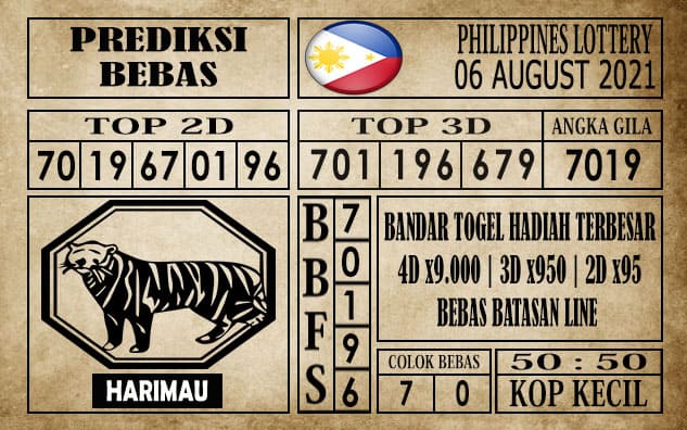 Prediksi Filipina PCSO Hari Ini 06 Agustus 2021