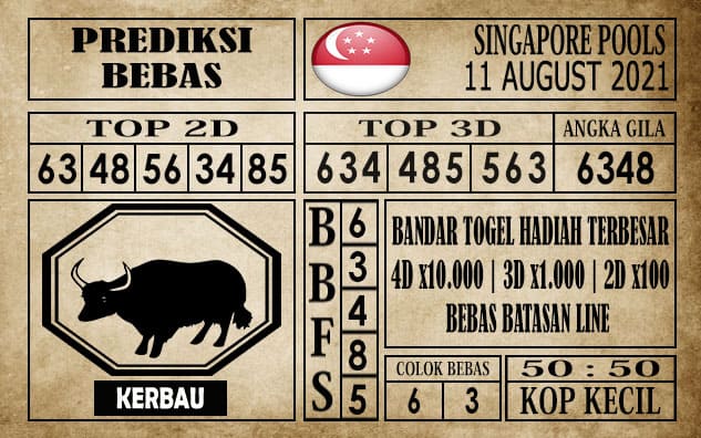 Prediksi Singapore Pools Hari ini 11 Agustus 2021