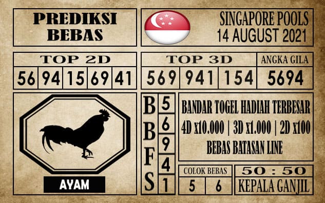 Prediksi Singapore Pools Hari ini 14 Agustus 2021