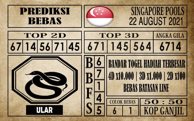 Prediksi Singapore Pools Hari ini 22 Agustus 2021