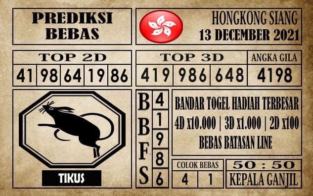 Prediksi Hongkong Siang Hari Ini 13 Desember 2021
