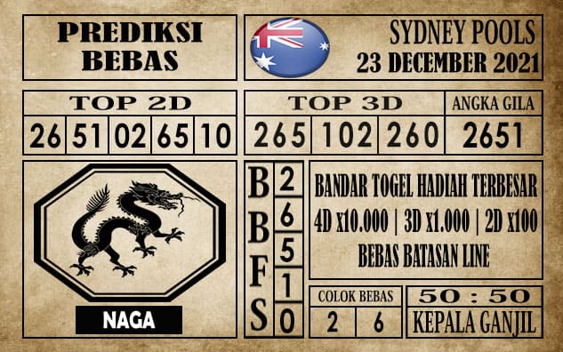 Prediksi Sydney Pools Hari Ini 23 Desember 2021
