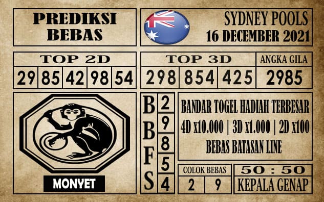 Prediksi Sydney Pools Hari Ini 16 Desember 2021