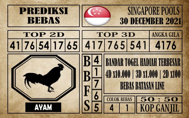 Prediksi Singapore Pools Hari ini 30 Desember 2021